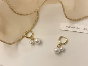 White Pearl Dangle Drop Earrings for Women thumbnail 3