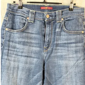 7 For All Mankind Cropped Wide Leg Jeans Women Blue Frayed Hem 28‎ thumbnail 5