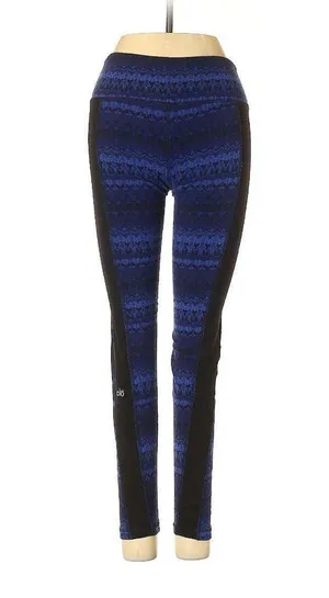 ALO Yoga Illusion 3 Tribal print leggings Arctic Royalty‎ Blue Black Pant size M thumbnail 4