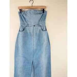NWT Free People Dress Blue Picture Perfect Midi Denim Strapless Jean Size 2 thumbnail 7