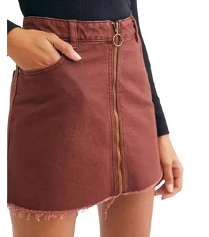 Free People We The Free Plum Zipper Front Mini Skirt thumbnail 1