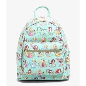 Loungefly Disney Princess Teal‎ / Mint Chibi Mini Backpack - New thumbnail 4