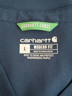 Carhartt Force Women L Navy Blue Cross Flex V Neck Scrub Top Modern Fit Nursing thumbnail 5