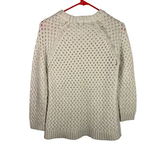 Mango MNG Suit Open Cable Knit Aran‎ Beige fisherman Sweater Size S thumbnail 7