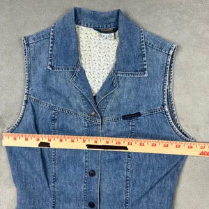 VTG Guess Jeans Junior Sz‎ 3 Mini Dress Blue Denim Sleeveless Button Front 90s thumbnail 5