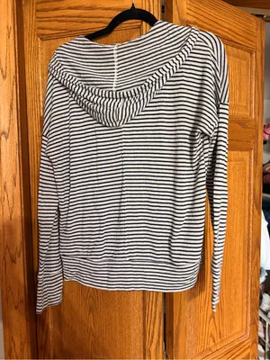 Hollister White and Navy Striped Zip Hoodie thumbnail 2