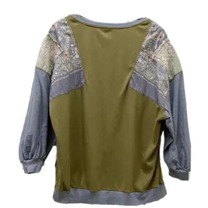 Free People Feelin it Patch Army Green Top M thumbnail 8