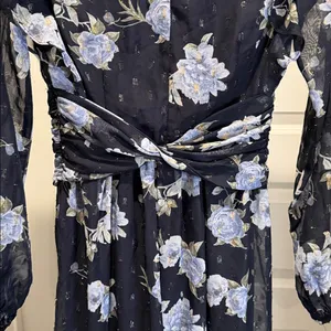 Betsy & Adam Floral Maxi Dress Navy‎ Blue Size 2 NWT Wedding Guest thumbnail 10