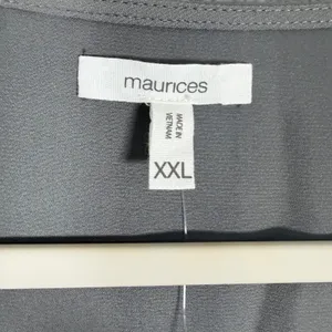 Maurices Size-XXL Women Top Gray Studded V-Neck Long Sleeve Blouse thumbnail 3