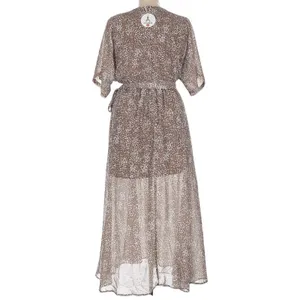 ANRABESS NWT XL Brown/White Floral Chiffon V-Neck Tie Waist Maxi Dress thumbnail 2