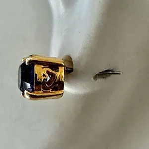 Gold-Tone Blue-Gray CZ Stud Earrings thumbnail 3