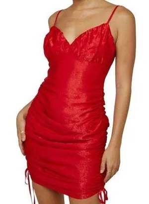 Blue Blush Ruched Bodycon Mini Dress Red Size Medium NWT thumbnail 1