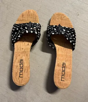 Moda Black & White Polka Dot Wedge Heels thumbnail 1