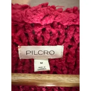 Anthropologie Pilcro NWOT Sailcloth Hooded Sweater Red Raspberry Oversized Sz M thumbnail 6