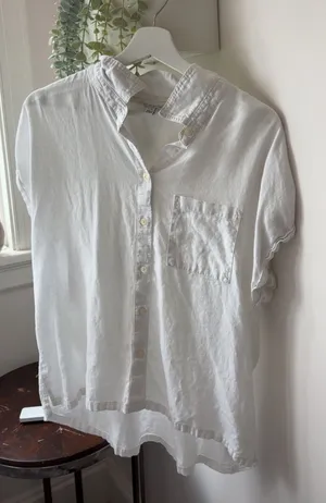 orvis linen white button up shirt  thumbnail 1