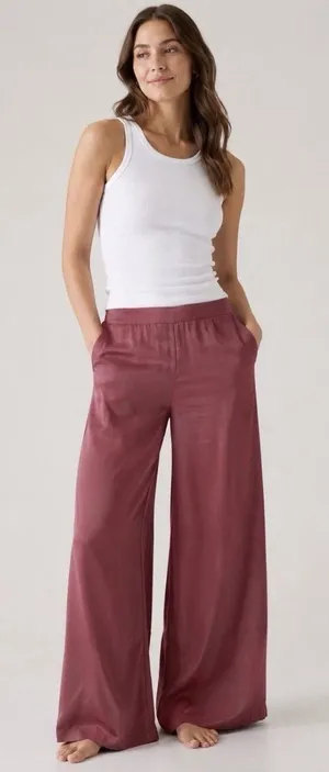Athleta Calm Cool Pant Women's M Rose Pink Wide Leg Breathable Lightweight Silky thumbnail 1