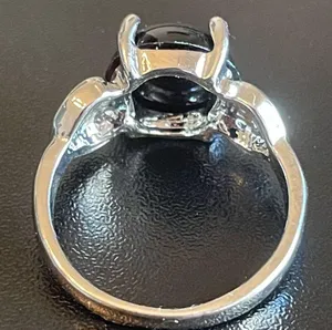 Black agate S925 silver ring size 7.75 thumbnail 8