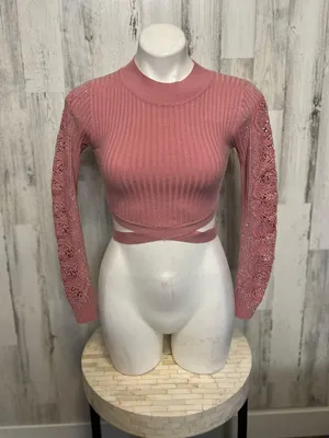 Pink Cropped Sweater Size XS thumbnail 1