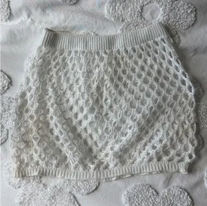 White Crochet Knit Mini Skirt thumbnail 1