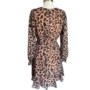 Whistles Flounce Dress Brushed Cheetah‎ Flippy Dress Career Wear thumbnail 3