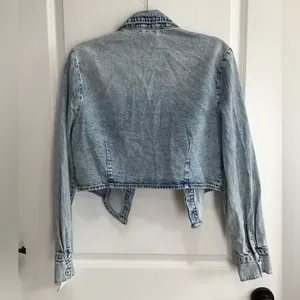 Avec Les Filles Denim Jacket Women Large Acid Waah Light Blue Jean New With Tags thumbnail 3