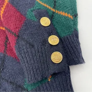 Vtg JH Collectibles Argyle Wool Sweater Gold Buttons Women’s Medium Academia thumbnail 11