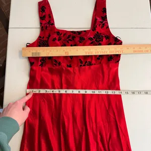 Vintage Y2K Be Smart Red Goth Dress Dark Romance Velvet‎ Rose Midi Maxi Dress thumbnail 7