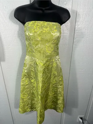 Ann Taylor Green Strapless Dress Size 4 EUC thumbnail 5