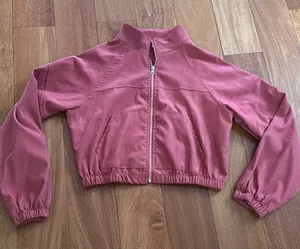 ROMWE Raspberry‎ Cropped Bomber Zip Up Jacker Size S thumbnail 1