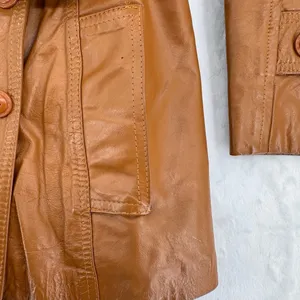 Vintage 70s Leather Jacket Brown Double Breasted Belted Union Made in USA Retro thumbnail 7