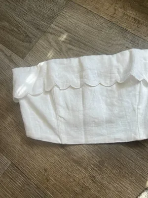 Reformation Lizzi Crop Linen Top White - Size 2 thumbnail 5