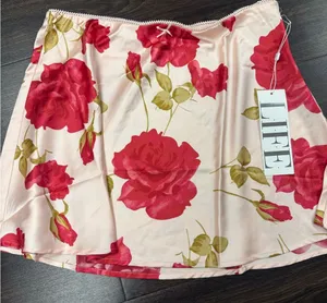 LIFE Rose Print Satin Mini Skirt‎ - NWT Coquette Aesthetic thumbnail 1