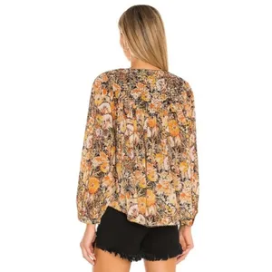 Free People Boho Floral Cool Meadow Printed Top in Midnight Combo Medium NEW thumbnail 2
