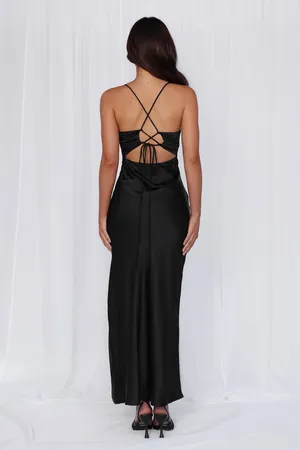 Hello Molly Maxi Dress Satin Black thumbnail 5