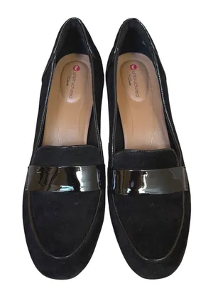 Clarks Unstructured Un Cosmo Way Black Suede Patent Leather Block Heel 8.5‎ thumbnail 1