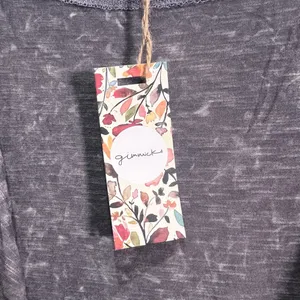 BKE Gimmicks FAB! Embroidered Mesh Boho Open Tie Festive Top in Gray L With Tags thumbnail 4