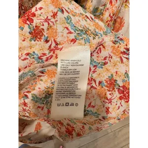 Free People Floral Button Up Collar Maxi Dress Smocked Waist Balloon Sleeves XS thumbnail 6