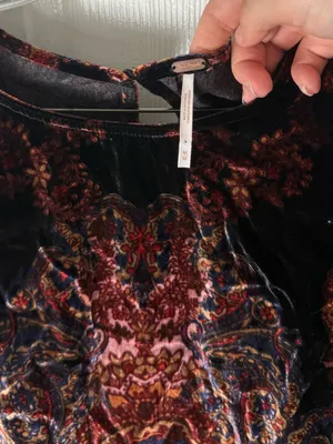 Free People Maye Print Puff Sleeve Velvet Tunic Top M thumbnail 6