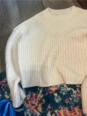 Abercrombie Cream Chunky Knit Crewneck Sweater thumbnail 5