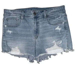 American eagle outfitters hi rise shortie denim jean shorts distressed size 10 thumbnail 1