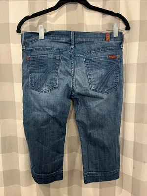 7 For All Mankind Blue Denim Bermuda Shorts thumbnail 4