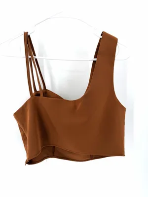 Anthropologie Extro&Vert NWT brown classic night out cropped tank top thumbnail 3