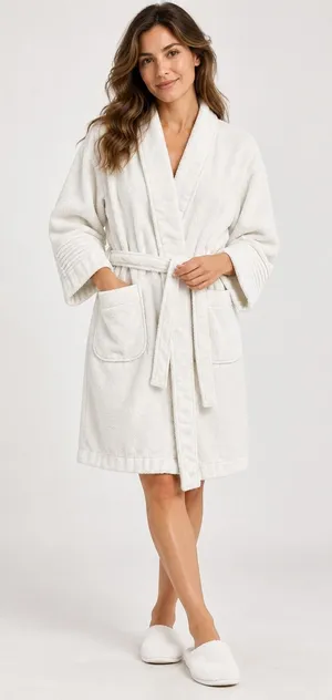 Lauren Ralph Lauren Terry Cloth Robe Women Large White Cotton Belted Spa Classic thumbnail 1