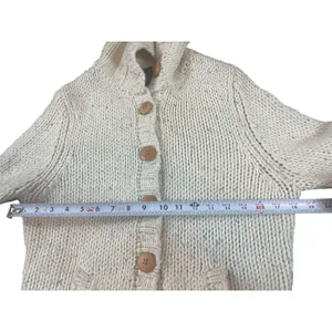 Abercrombie & Fitch Lambswool Chunky Knit Cardigan Sweater Cream VTG Y2K READ thumbnail 10