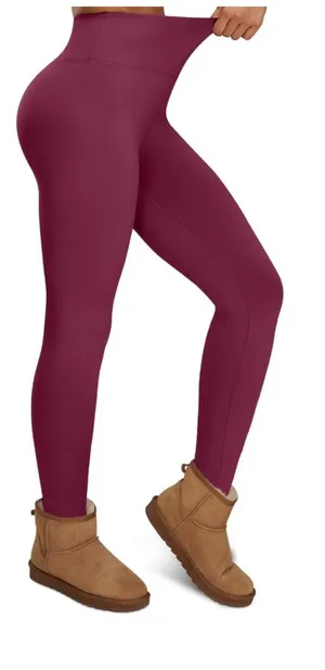 Thick Fleece Lined Leggings Tummy Control High Waisted Workout Thermal. Size L thumbnail 1