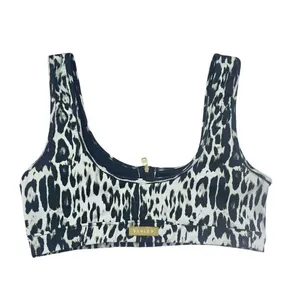 Varley 75N Animal Print Bikini Top‎ Front Zipper Size Large thumbnail 4