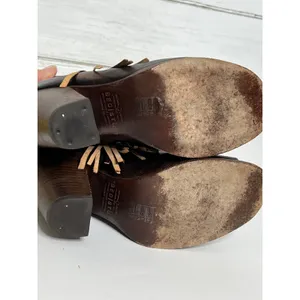Bed Stu Onset Olivia Fringe Peep Toe Bootie Brown Leather Shoe Size 9.5 thumbnail 12