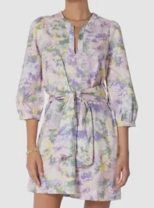 Tart Collections Lorrie Pastel Purple Floral Print Belted Tunic Dress Size Small thumbnail 1