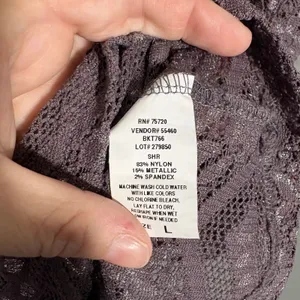 BKE Women's Y2K Gray & Silver Lace & Metallic Tank Top - Size Large - Chevron thumbnail 6