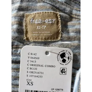 Free People Retro 90s Beachy Fallon One-Piece Romper Blue Grey Stripes XS NWT thumbnail 5